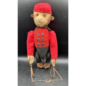 Vtg 1920’s SCHUCO STEIFF BELLHOP Tumbling MONKEY Fair Condition